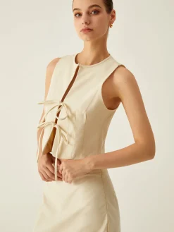 Hot Sleeveless Tie Front Vest Vests|Tank Tops & Camis