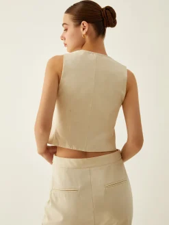 Hot Sleeveless Tie Front Vest Vests|Tank Tops & Camis