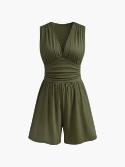 Sale Sleeveless V-Neck Ribbed Jumpsuit Jumpsuits & Rompers|Jumpsuits & Rompers