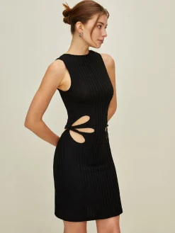 Best Slim Cutout Sleeveless Dress Black Dresses|Casual Dresses