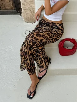 New Slim Leopard Print Maxi Skirt Skirts|Bottoms