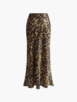 New Slim Leopard Print Maxi Skirt Skirts|Bottoms