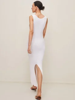 Sale Slim Split Cutout Sweater Dress White Dresses|Sweater Dresses