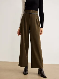 Sale Slim-Belt Pleated Pants Pants|Bottoms