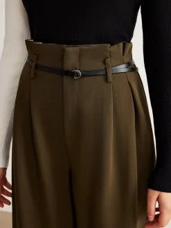 Sale Slim-Belt Pleated Pants Pants|Bottoms