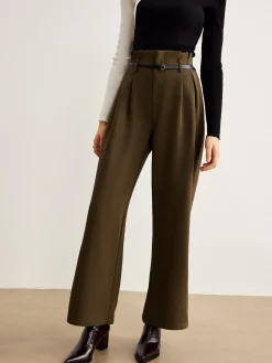 Best Slim-Belt Pleated Pants Pants|Bottoms