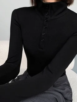 New Slinky Button-up Long Sleeve Shirt T-shirts|Tops