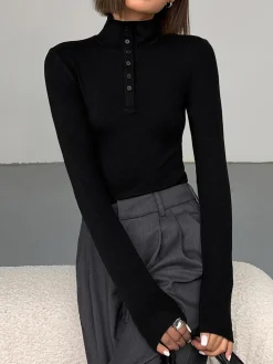 New Slinky Button-up Long Sleeve Shirt T-shirts|Tops
