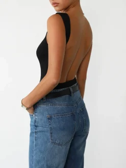 Slinky Open Back Sleeveless Bodysuit Bodysuits|Bodysuits