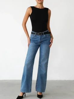 Slinky Open Back Sleeveless Bodysuit Bodysuits|Bodysuits