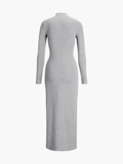 New Slit Pleated Long Sleeve Bodycon Mock Neck Long Dress Black Dresses|Casual Dresses