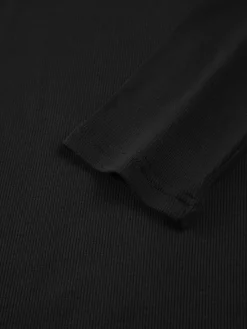 Sale Sliver Lining Contrast Neckline Long Sleeve Top Sweater Tops|T-shirts