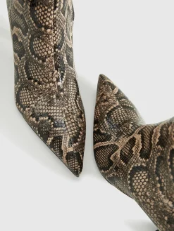 Clearance Snakeskin Print Knee-High Boots Shoes|Accessories
