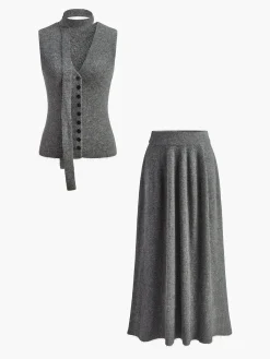 Discount Soft Ribbed Belted Sweater Co-ords Sweater Tops|Sweaters & Cardigans