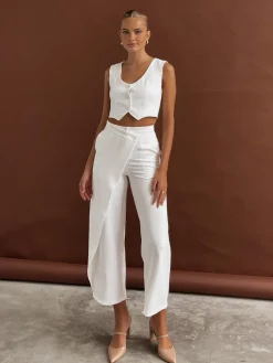 Sale Solid  Asymmetrical Straight Leg Pants Set Pants Sets|Matching Sets