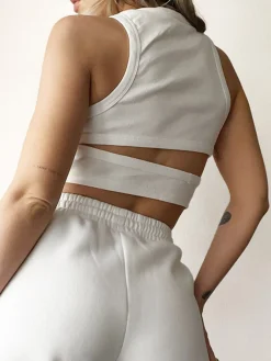 Hot Solid Back Cutout Crop Tank Top Sweater Tops|Crop Tops