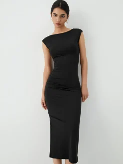 Outlet Solid Backless Midi Dress Casual Dresses|Summer Dresses