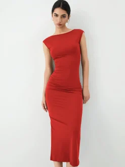 Outlet Solid Backless Midi Dress Casual Dresses|Summer Dresses