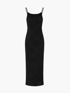 Online Solid Backless Tank Long Dress Black Dresses|Vacation Dresses