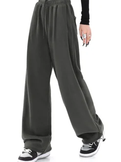 Online Solid Baggy Sweatpants Wide Leg|Pants