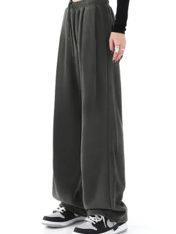 Online Solid Baggy Sweatpants Wide Leg|Pants