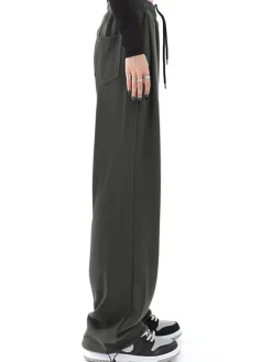Online Solid Baggy Sweatpants Wide Leg|Pants