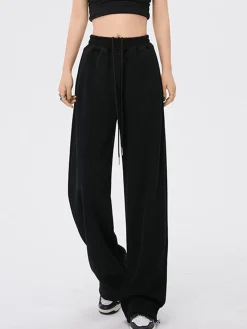 Online Solid Baggy Sweatpants Wide Leg|Pants