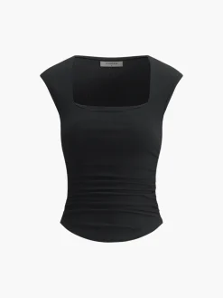 Clearance Solid Basic Cap Sleeve Top Tank Tops & Camis|Tops