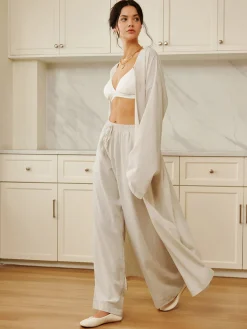 Outlet Solid Belted Draped Maxi Long Shirt Long Sleeve Sets|Blouses & Shirts