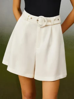 Best Solid Belted High Waist Shorts Shorts|Bottoms