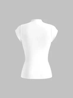 Hot Solid Cap Sleeve Snug Top T-shirts|Tops
