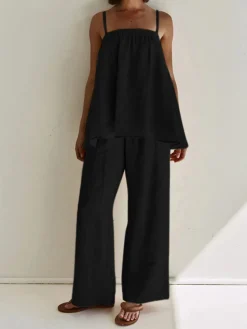 Solid Casual Pants Set Pants Sets|Matching Sets
