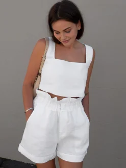 Solid Cotton Ruffle Short Sets Shorts Sets|Matching Sets