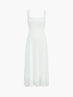 Outlet Solid Elegant Cami Long Dress White Dresses|Black Dresses