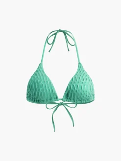 Discount Solid Halter Knotted Bikini Set Swimwear|Tops