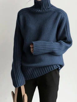 Clearance Solid High Neck Knit Sweater Sweater Tops|Sweaters & Cardigans