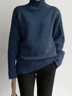 Clearance Solid High Neck Knit Sweater Sweater Tops|Sweaters & Cardigans