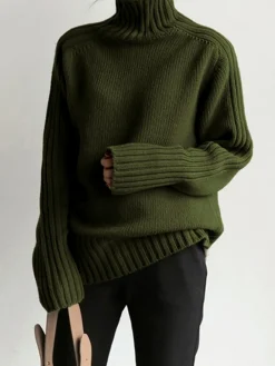 Clearance Solid High Neck Knit Sweater Sweater Tops|Sweaters & Cardigans