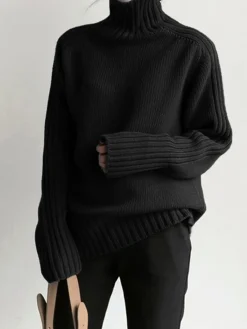 Clearance Solid High Neck Knit Sweater Sweater Tops|Sweaters & Cardigans