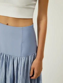 Sale Solid High-Waisted Ruffle Pleated Maxi Skirt Skirts|Bottoms