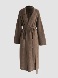 Sale Solid Knit Trench Coat Cardigans|Sweaters & Cardigans