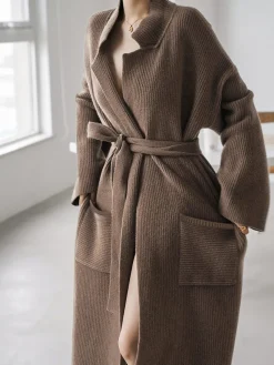 Sale Solid Knit Trench Coat Cardigans|Sweaters & Cardigans
