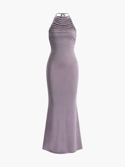 Sale Solid Knotted Skinny Long Dress Casual Dresses|Cocktail & Party Dresses