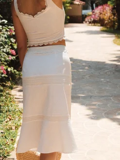 Online Solid Knotted Tank Top With Skirt Set Skirt Sets|Long Sleeve Sets