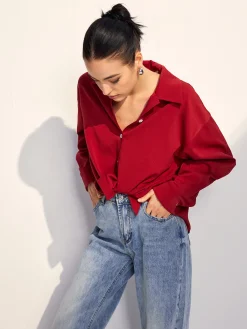 Hot Solid Lapel Button Draped Shirt Blouses & Shirts|Tops