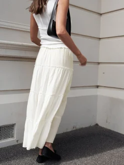 Hot Solid Layered Long Skirt Skirts|Bottoms