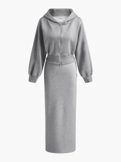 Best Solid Long Sleeve Zip Crop Hoodie Long Sleeve Sets|Outerwear