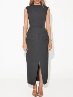 New Solid Mock Neck Sleeveless Top Tank Tops & Camis|Tops