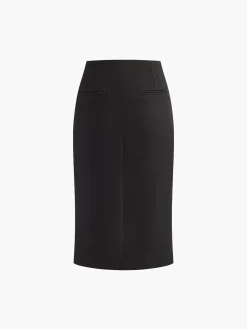 Discount Solid Off Shoulder Split Skirt Set Skirt Sets|Long Sleeve Sets