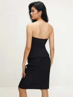 Discount Solid Off Shoulder Split Skirt Set Skirt Sets|Long Sleeve Sets